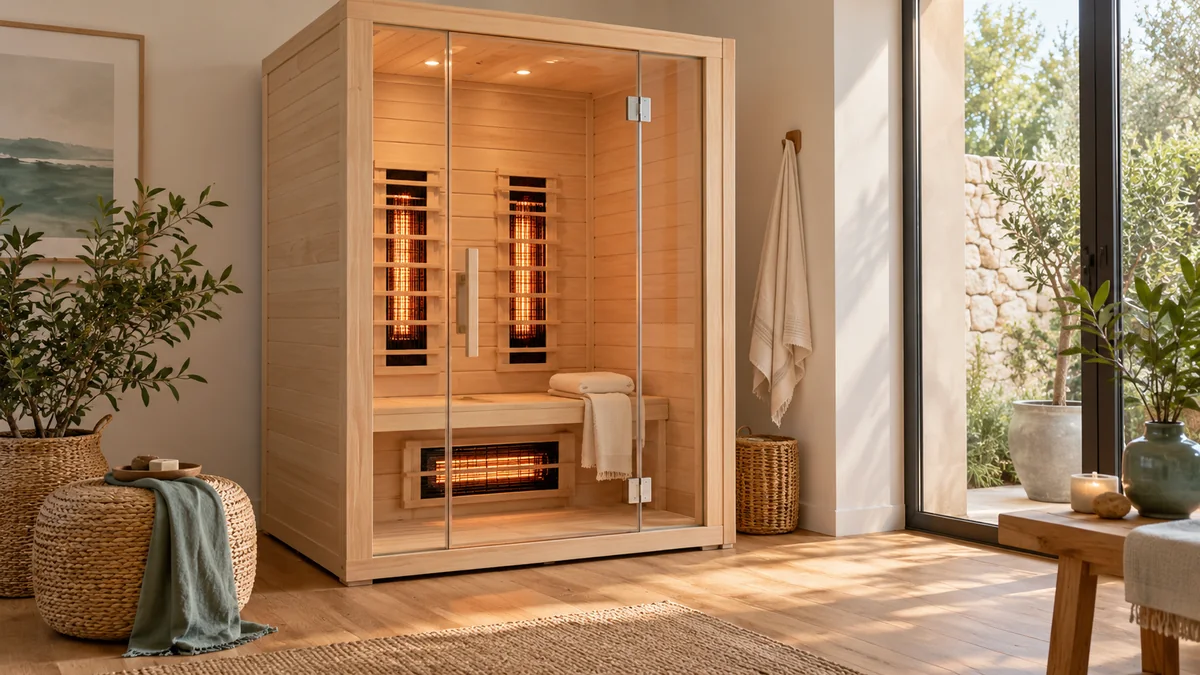Cabines de sauna dans une scène de détente — illustration générique