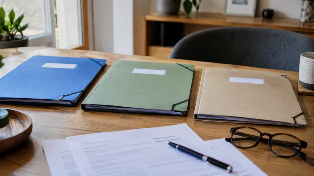 Dossiers administratifs sur une table