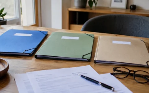 Dossiers administratifs sur une table