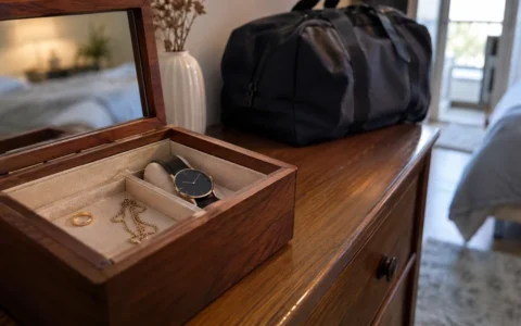 Bijoux rangés avant les soins