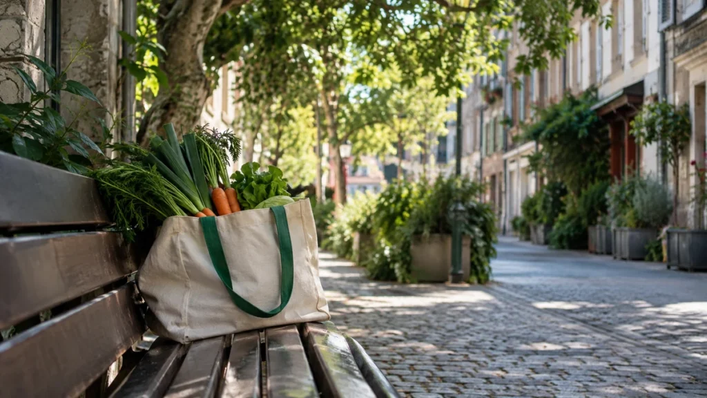 Sac de courses dans une rue