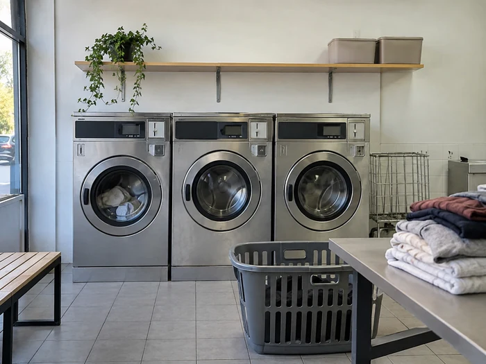 Machines dans une laverie de quartier