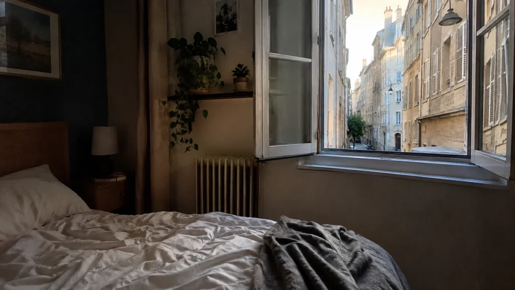 Chambre avec vue sur une rue