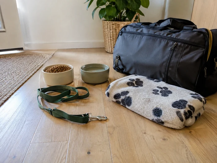 Affaires de voyage pour un chien