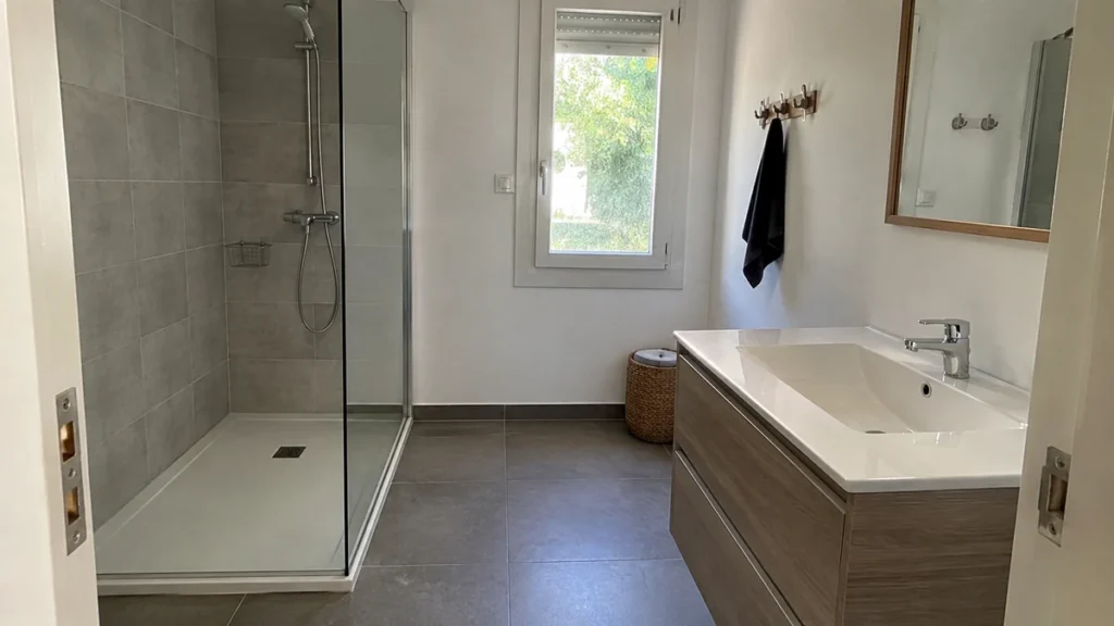 Salle de bains simple de location