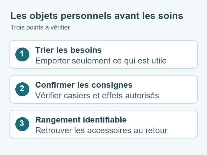 Préparer les objets avant les soins