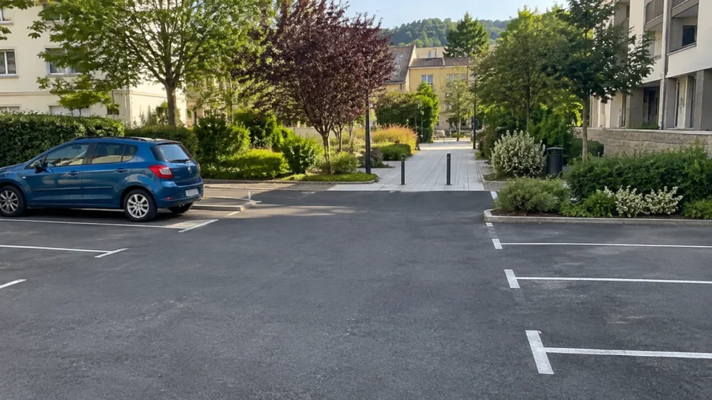 Parking près d’une ville thermale