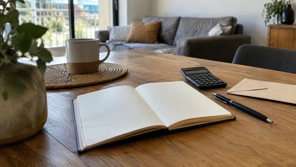 Carnet et calculatrice pour un séjour